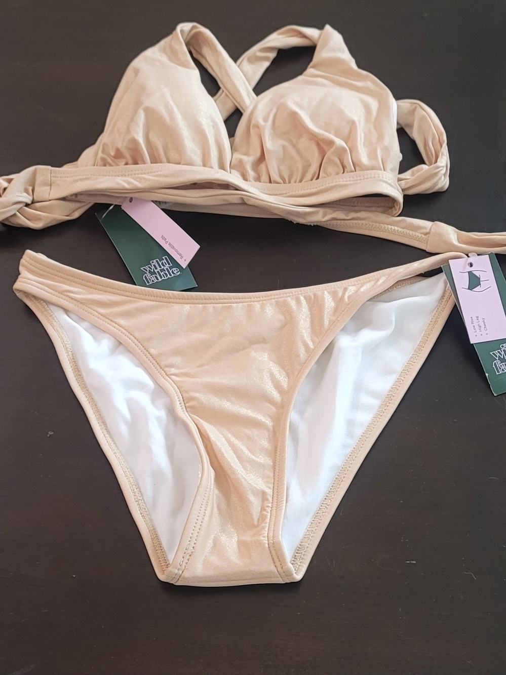 Wild Fable Gold Shimmer Two-Piece Bikini Set